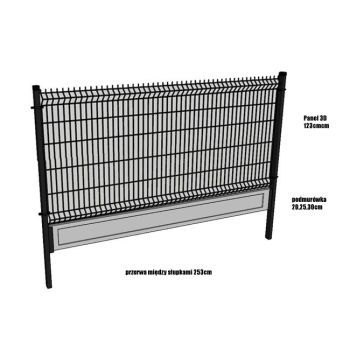 Ogrodzenie panelowe 3D 123cm + podmurówka KOMPLET 1mb