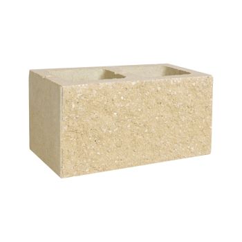 Pustak jednostronnie łupany 390x190x190 piaskowy białe kruszywo