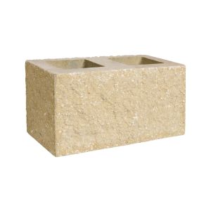 Pustak dwustronnie łupany narożny 390x190x190 piaskowy białe kruszywo